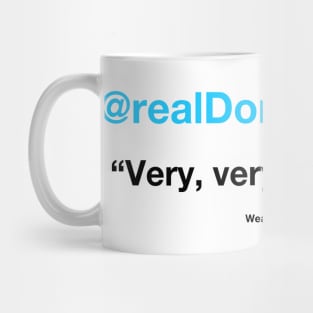 "Very, very dishonest" (blue/black text on light background) Mug